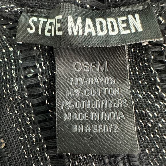 Steve Madden Women's Sequin Shine Open Front Kimono Black Silver One Size - Picture 8 of 8